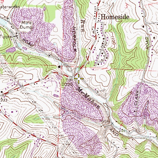 Topographic Map of Chambers Run, OH
