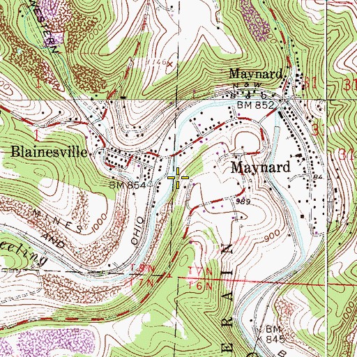 Topographic Map of Cox Run, OH