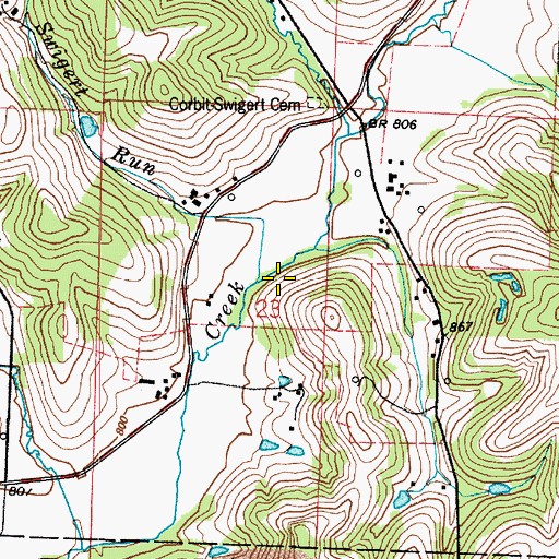 Topographic Map of Swigert Run, OH