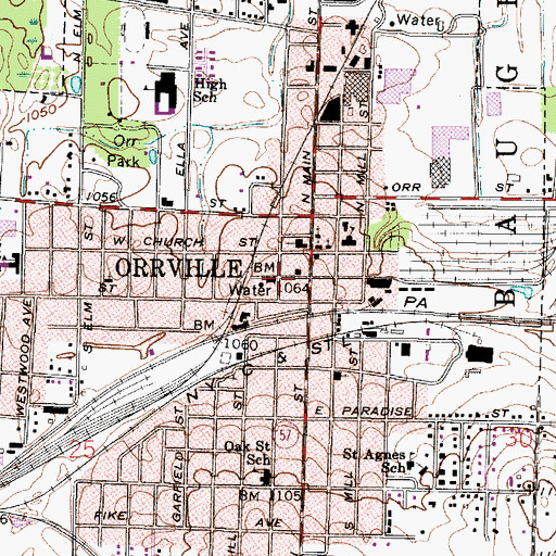 Topographic Map of Orrville Post Office, OH