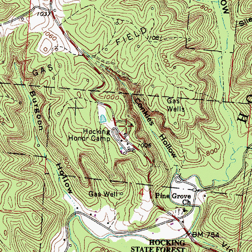 Topographic Map of Conkles Hollow Recreation Area, OH