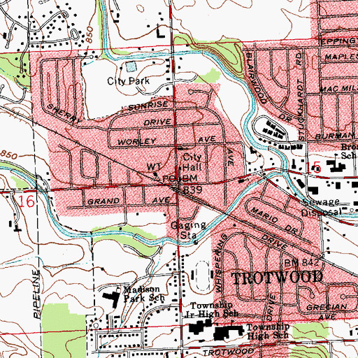 Topographic Map of Trotwood Post Office, OH