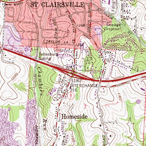 Topographic Map of Interchange 216, OH