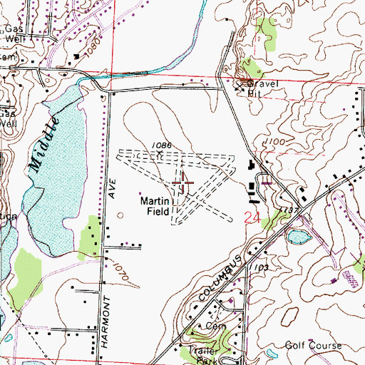 Topographic Map of Martin Field (historical), OH