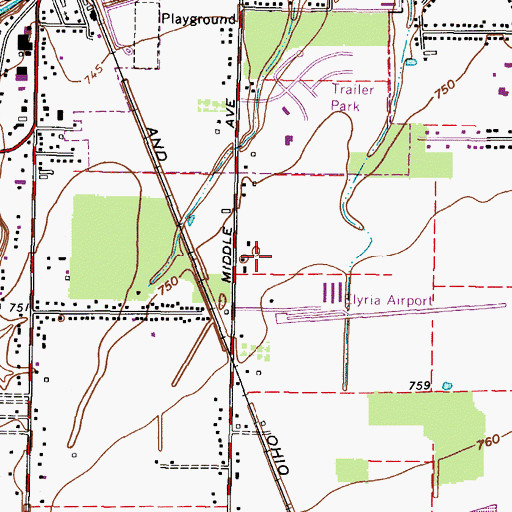 Topographic Map of Carroll's Airport (historical), OH
