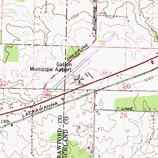 Topographic Map of Galion Municipal Airport, OH