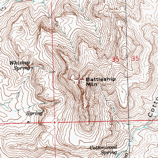 Topographic Map of Battleship Mountain, AZ