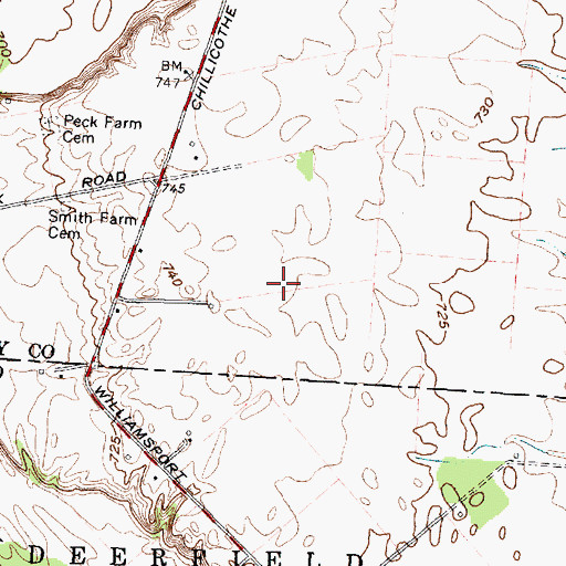 Topographic Map of Pecks Ford, OH