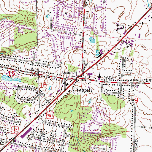 Topographic Map of Pisgah Post Office (historical), OH