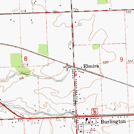 Topographic Map of Elmira Post Office (historical), OH