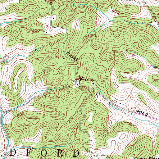 Topographic Map of Flora Post Office (historical), OH