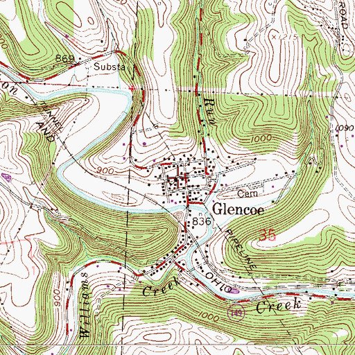 Topographic Map of Glencoe Elementary School (historical), OH