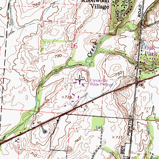 Topographic Map of Circleville Bible College, OH