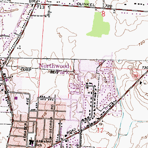 Topographic Map of Northwood Park, OH
