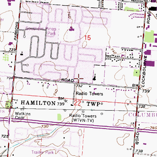 Topographic Map of Southgate Park, OH