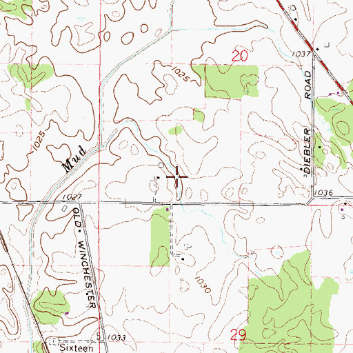 Topographic Map of WBCO-AM (Bucyrus), OH