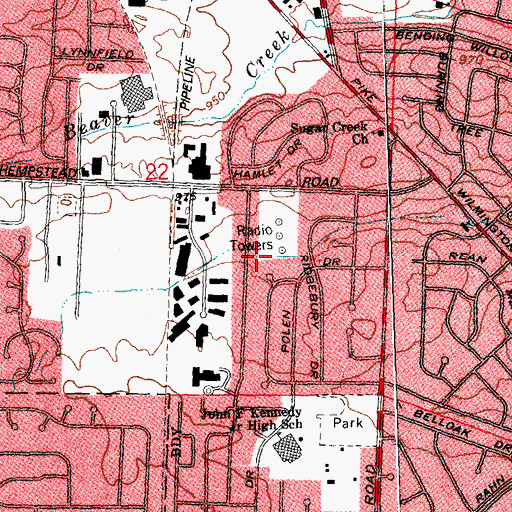 Topographic Map of WHIO-AM (Dayton), OH