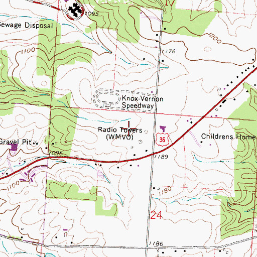 Topographic Map of WMVO-AM (Mount Vernon), OH