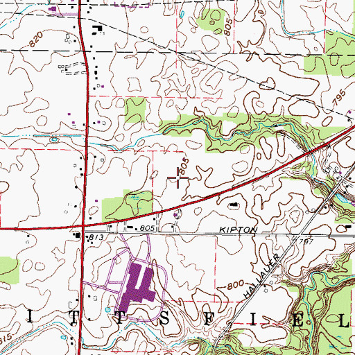 Topographic Map of WOBL-AM (Oberlin), OH