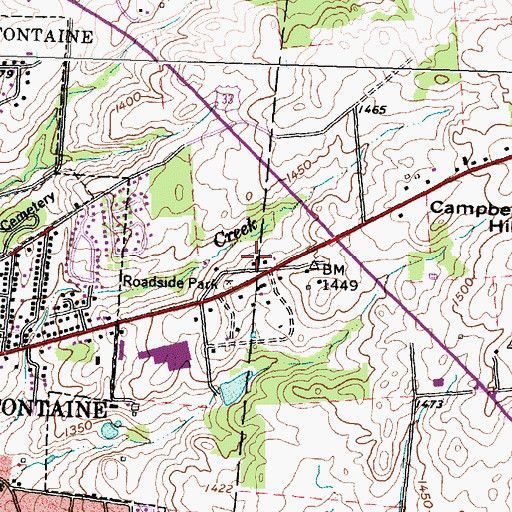 Topographic Map of WPKO-FM (Bellefontaine), OH