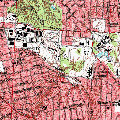 Topographic Map of WVUD-FM (Kettering), OH
