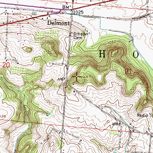 Topographic Map of WHOK-FM (Lancaster), OH