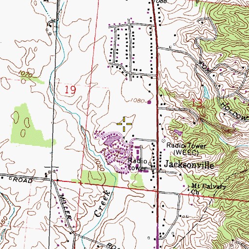 Topographic Map of WEEC-FM (Springfield), OH