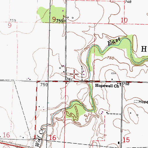 Topographic Map of WTTF-FM (Tiffin), OH
