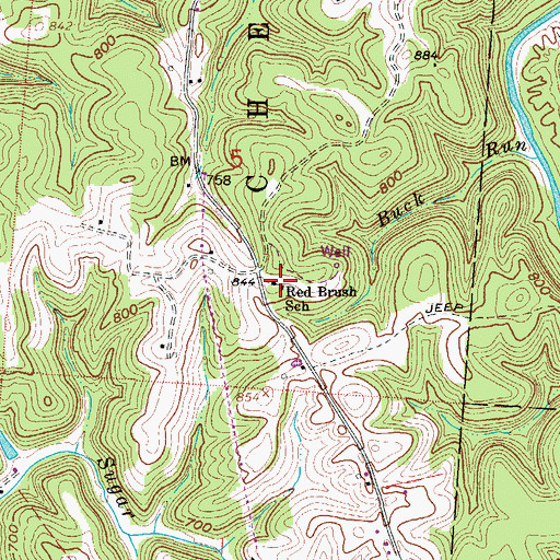 Topographic Map of Red Brush School, OH