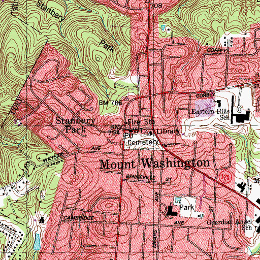 Topographic Map of Mount Washington Post Office (historical), OH