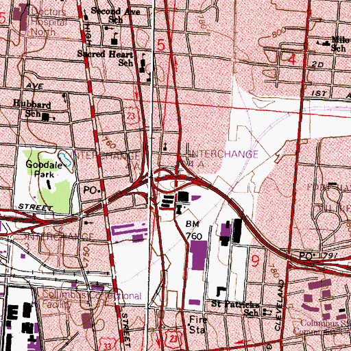 Topographic Map of Interchange 4B, OH