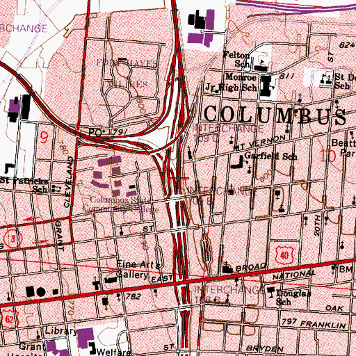 Topographic Map of Interchange 109C, OH