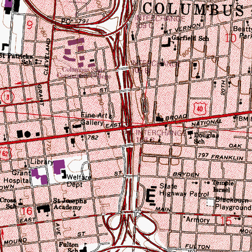 Topographic Map of Interchange 108B, OH