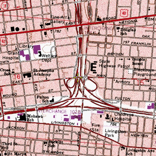 Topographic Map of Interchange 108A, OH
