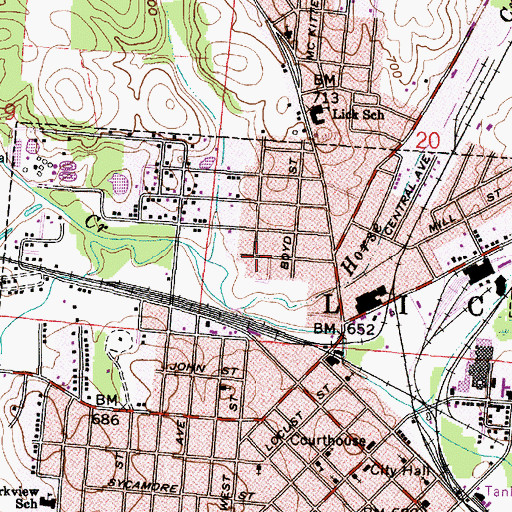 Topographic Map of Mound School (historical), OH