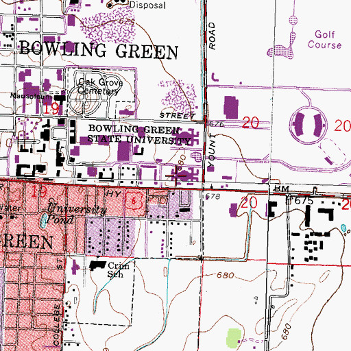 Topographic Map of Anderson Hall, OH