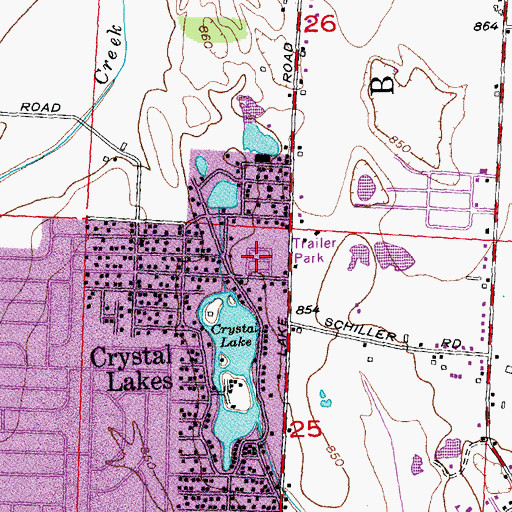 Topographic Map of Crystal Lakes Mobile Home Park, OH