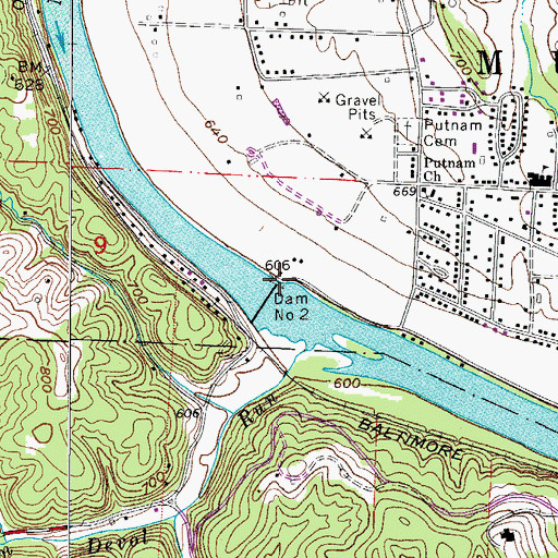 Topographic Map of Lock Number 2, OH