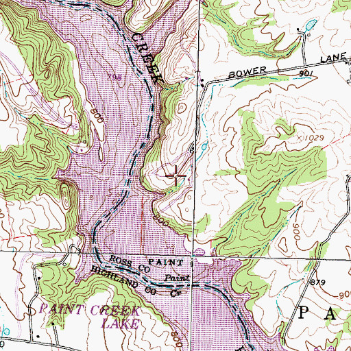 Topographic Map of Paint Creek State Park, OH
