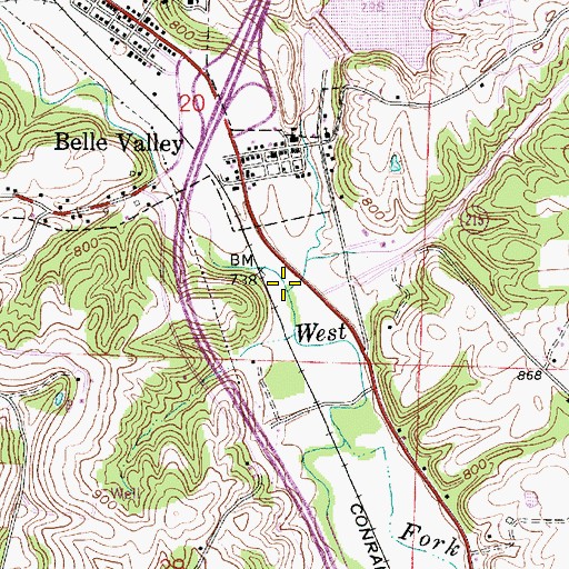 Topographic Map of Wolf Run, OH