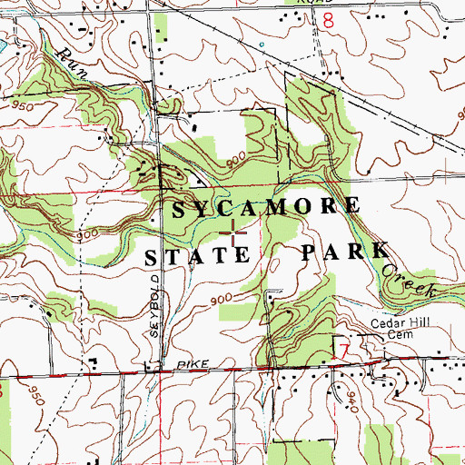Topographic Map of Sycamore State Park, OH
