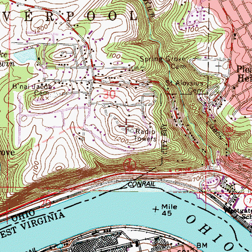 Topographic Map of WOHI-AM (East Liverpool), OH