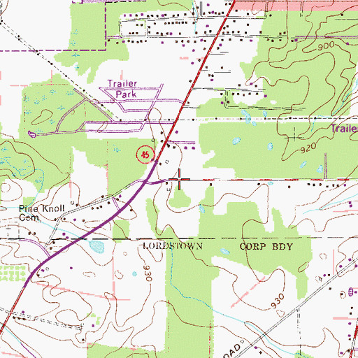 Topographic Map of WANR-AM (Warren), OH