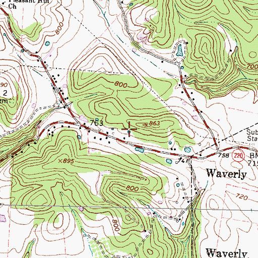 Topographic Map of WXIC-AM (Waverly), OH