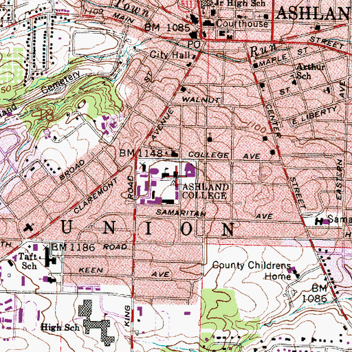 Topographic Map of WRDL-FM (Ashland), OH