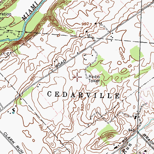 Topographic Map of WCDR-FM (Cedarville), OH