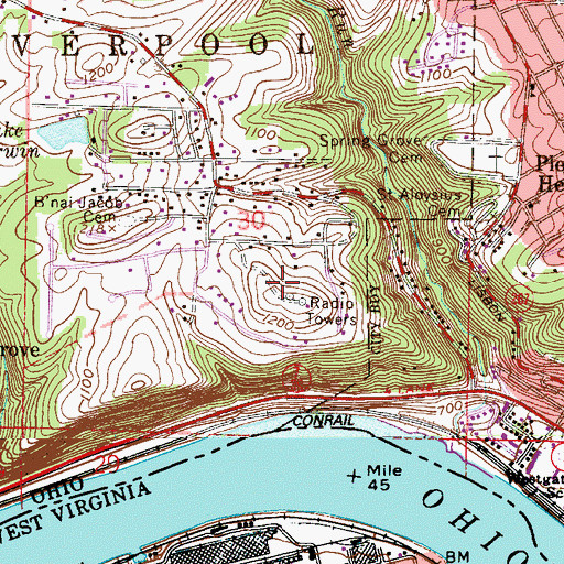 Topographic Map of WELA-FM (East Liverpool), OH