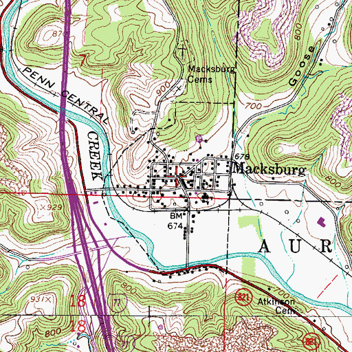 Topographic Map of Macksburg, OH