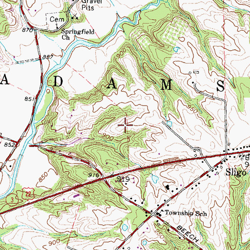 Topographic Map of Township of Adams, OH