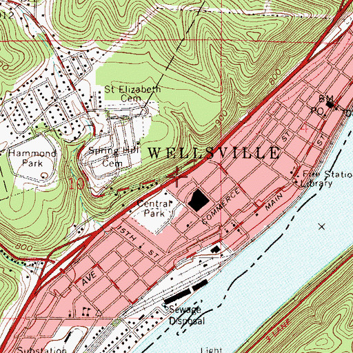 Topographic Map of Village of Wellsville, OH